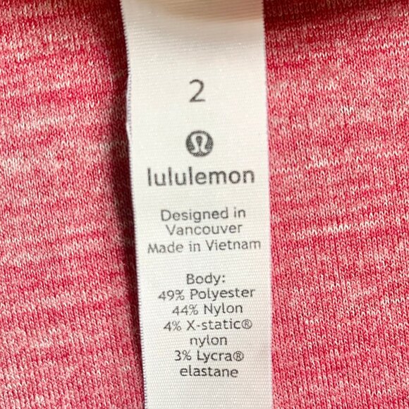VGUC Lululemon LS Crew Neck Top, Pink/Red Heather, Size 2 - Picture 5 of 8